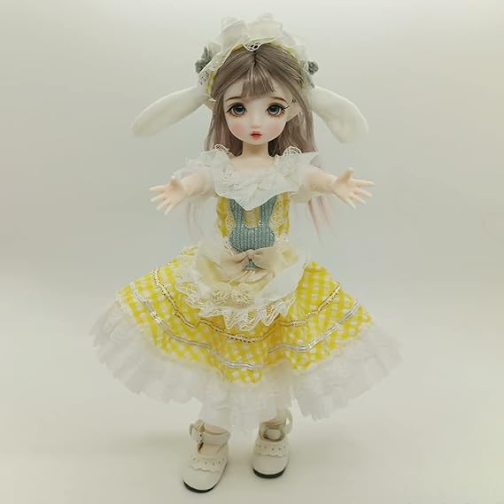 Original Elf Ear Design BJD Doll 1/6 SD Dolls 11.8 Inch 18 Ball Jointed Doll Cute DIY Toys with Clothes Outfit Shoes Wig Hair Makeup,Best for Kids Girls Children - Moon