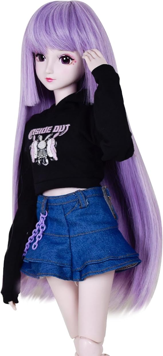 1/3 SD Doll 24" Ball Jointed BJD Doll Anime Style Fashion Doll Movable Joints Dolls, Purple Hair