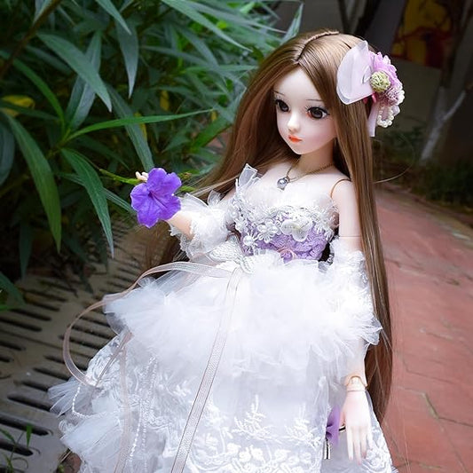 1/3 BJD Doll Ball Mechanical Jointed Doll 24in Princess SD Doll with Makeup + Full Accessories (Natalie)